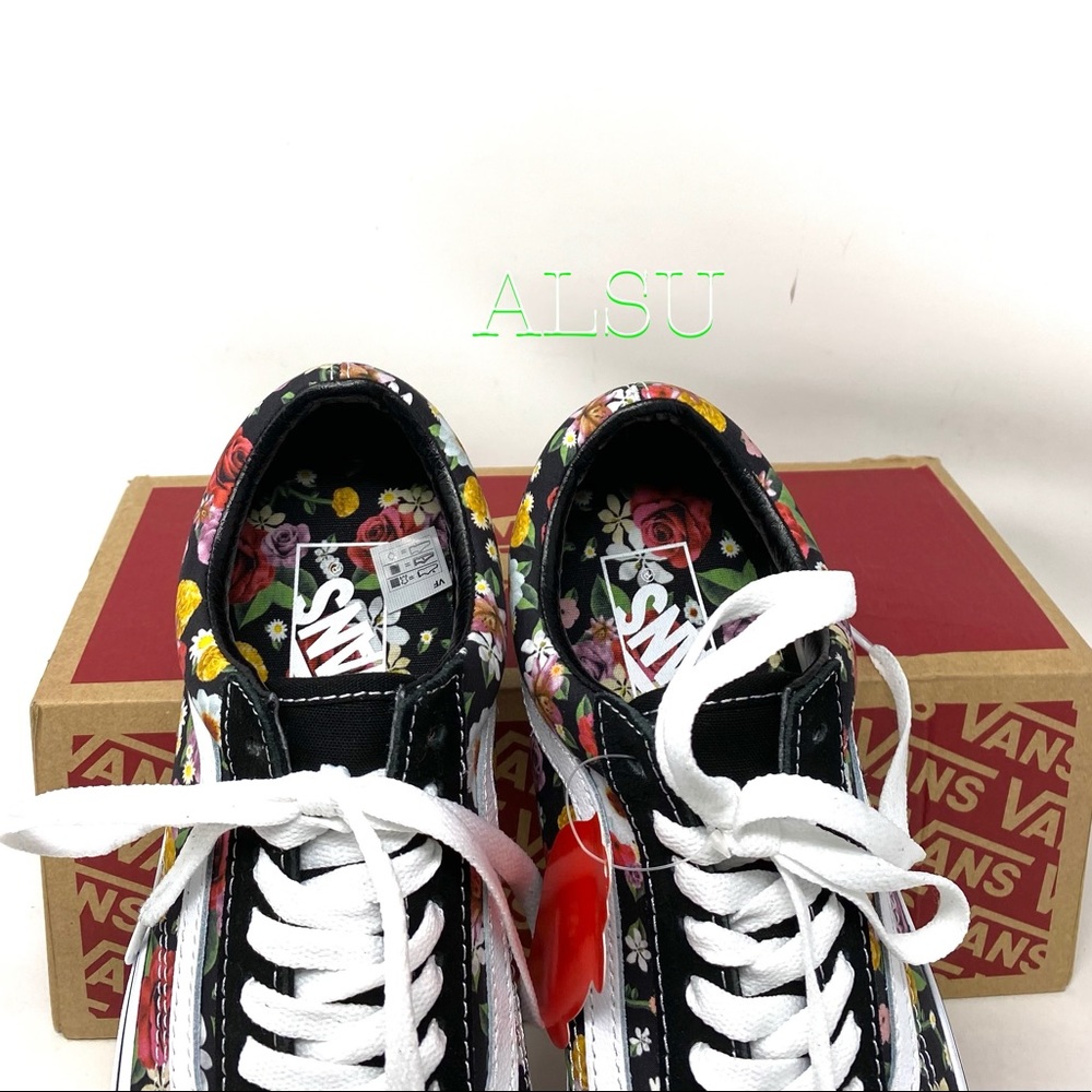 VANS Old Skool Lux Floral Black Suede Shoes Women’s Sneakers Size VN0A38G1U5H - Picture 5 of 10